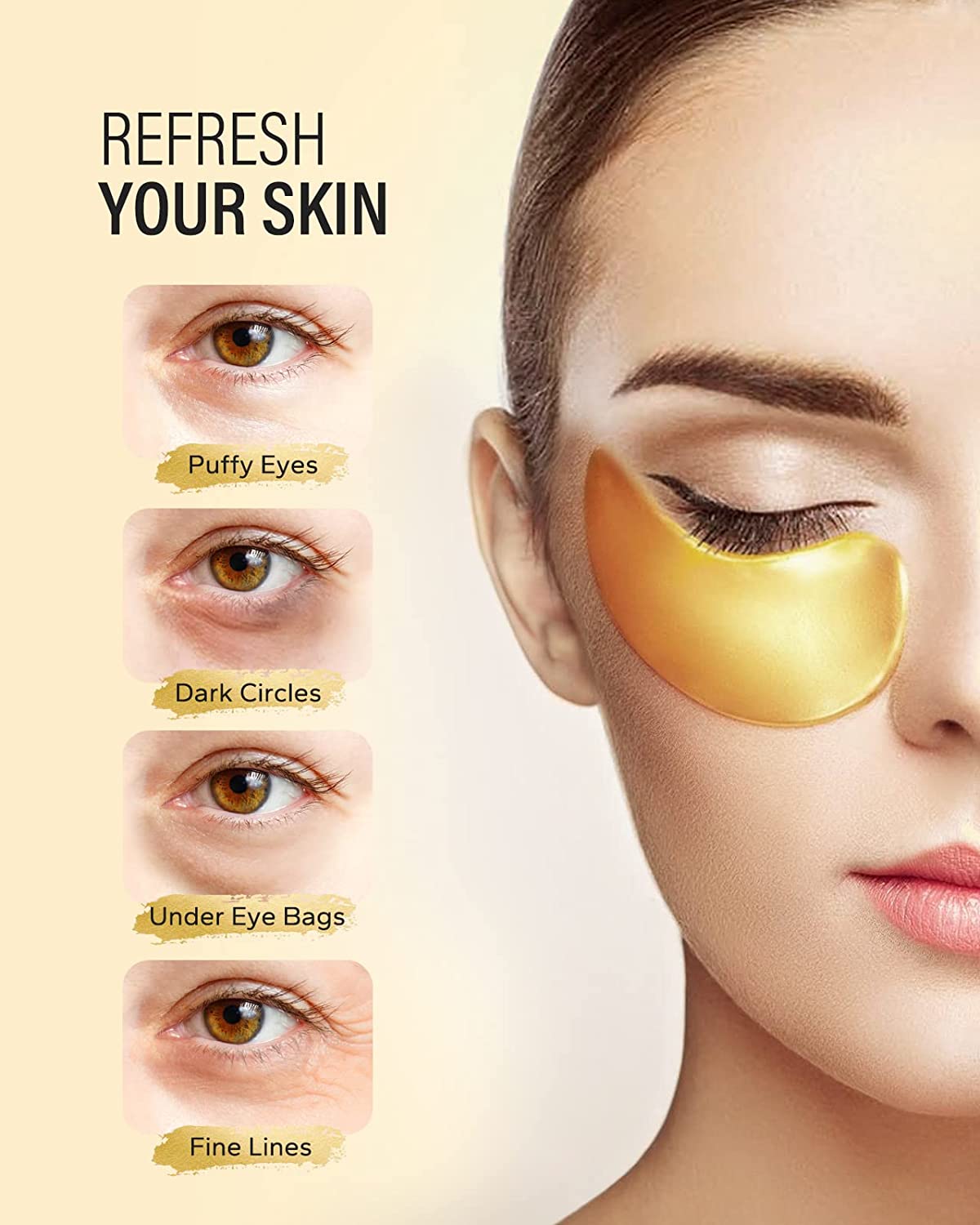 Maskiss 25-Pairs 24K Gold Under Eye Patches, Eye Mask, Eye Patches for Puffy Eyes, Eye Masks for Dark Circles and Puffiness, Collagen Skin Care Products - Image 2